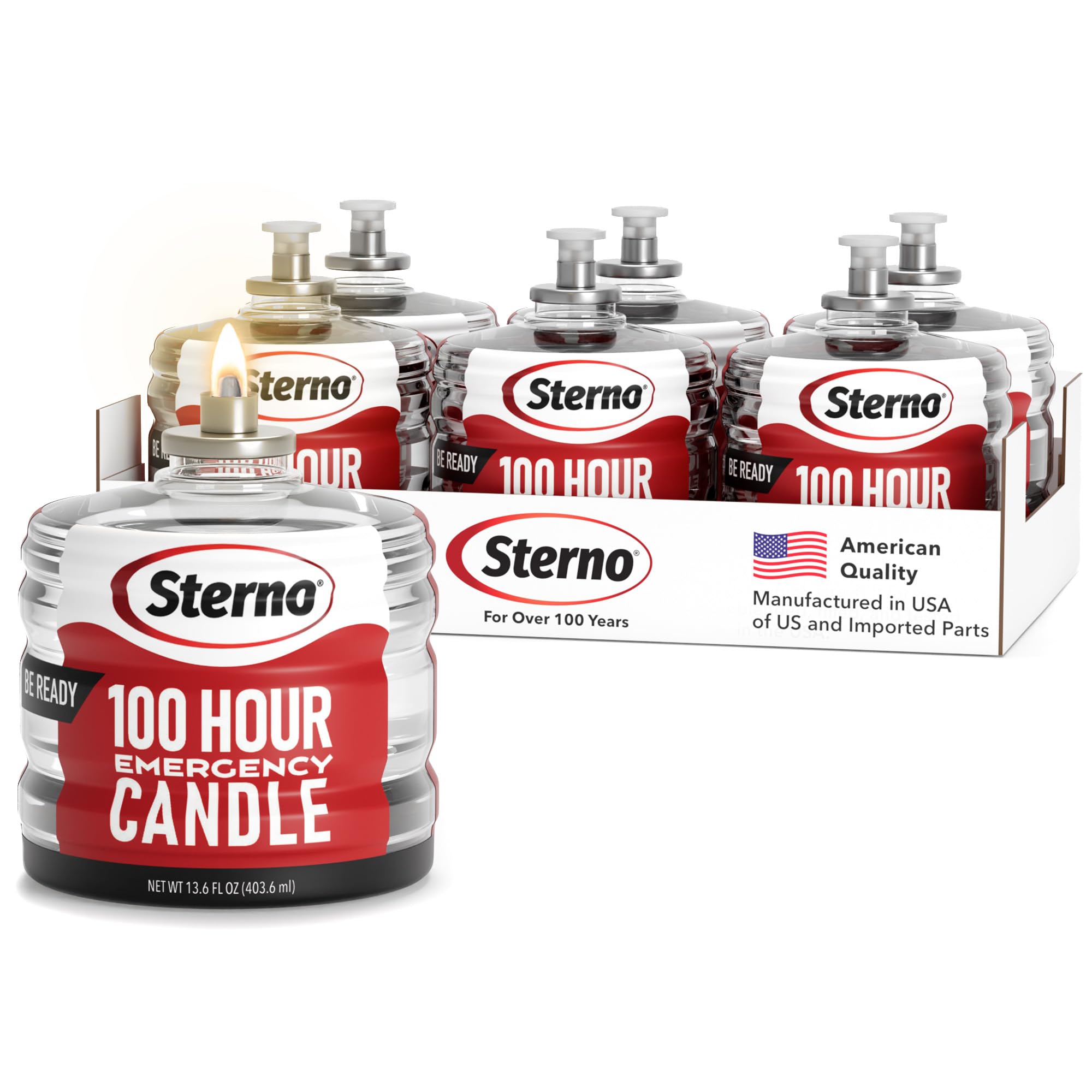Sterno 100-Hour Emergency Candles, Power Outage Essential Supplies, 6-Pack | Lon