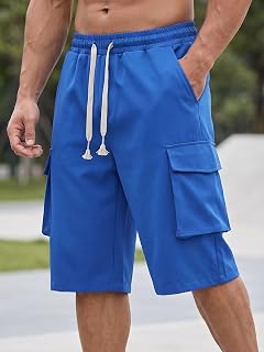 Mens Cargo Shorts Drawstring Waist Relaxed Fit Stretch Pockets Outdoor Work
