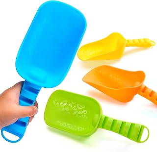 Sloosh 4 Pcs Beach Shovel Sand Shovel for Kids, Colorful Scoop Beach Toys for Toddlers 3-10, Sandbox Digging Toys for Outdoor Beach Travel Play