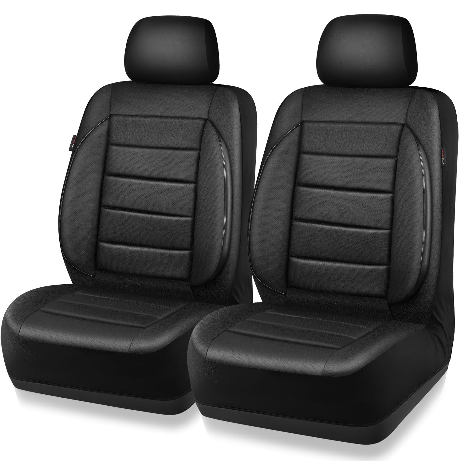 CAR PASS Faux Leather Car Seat Covers Front Seats Only, 3D Foam Support Car Seat