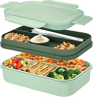 Sinnsally Lunch Box for Adults, 2000 ml Lunch Box with Compartments, Bento Boxes Lunch Box with Cutlery, Lunch Box, Lunch Box, Leak-Proof Food Box, Lunch Box Divider, Breakfast Box