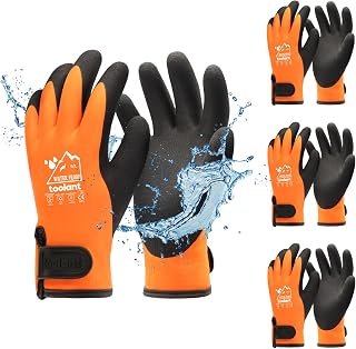 toolant 100% Waterproof Touch Screen Work Gloves, Orange, L, 3 Pairs