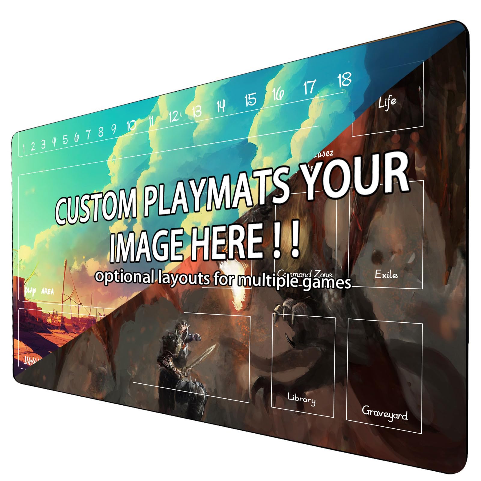 Custom Playmat for TCG Card Playing Game with Mat Bag Personalize Your Gaming Ex