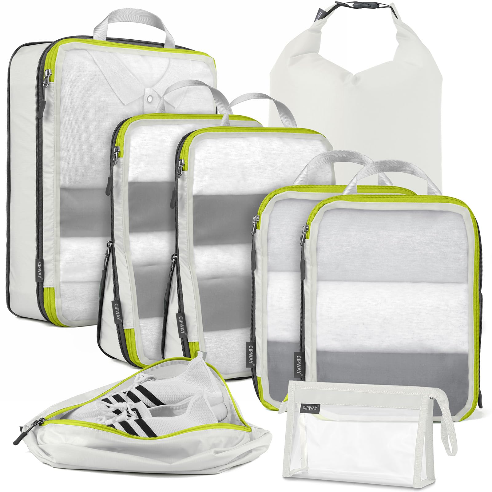 Compression Packing Cubes 8 Set Luggage Organizer, Ultralight Mesh Travel Organi