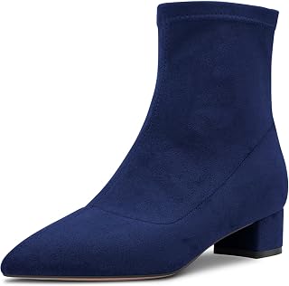 Castamere Women's Chunky Width Low Heel Closed Toe Pointed Toe Ankle Boots Slip-on Zipper 3.5 CM Heels Classic Cute Shoes