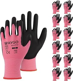 KAYGO Safety Work Gloves for Men Women, PU Coated Palm & Fingers, KG11P