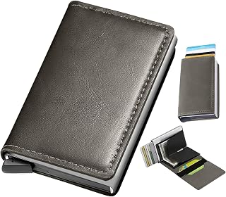 Credit Card Holder Wallet,RFID Blocking Business Card Holder, Dark Grey, 9.7x6.5x1.8cm