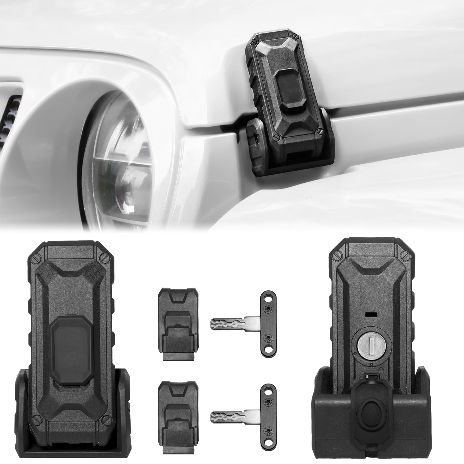Locking Hood Latch with Keys, for Jeep Wrangler JL/JLU &amp; Gladiator JT | Anti