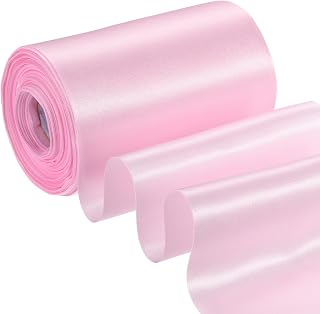 PATIKIL 4 Inch x 22 Yards Satin Ribbon Roll, Gift Wrapping Ribbon for Cutting Ceremony Set for Opening Car Bow Chairs DIY Sewing Crafts Wedding Party Decoration, Pink