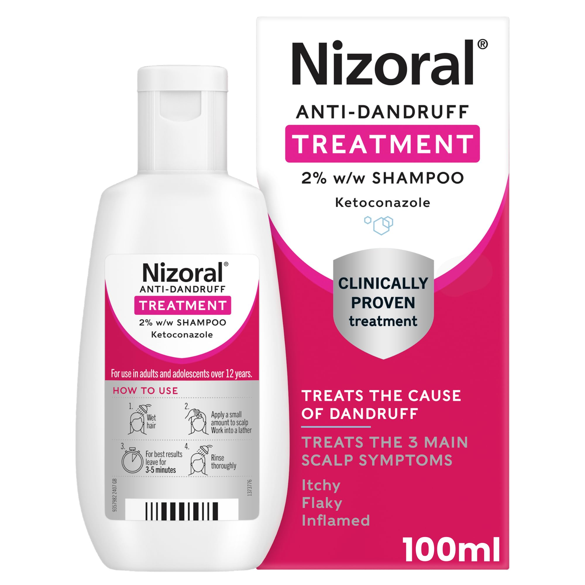Nizoral Anti-Dandruff Treatment Shampoo, 1x100ml Bottle | For fast head flaking 