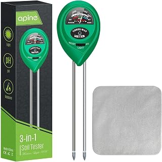 apine Soil Moisture Meter,3-in-1 Soil pH Meter,Soil Test Kit with Moisture,Light, and pH Test for Garden,Farm,Lawn,Indoor/Outdoor (No Battery Needed)