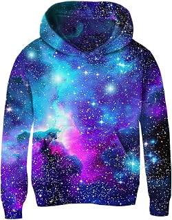 Fanient Boys Girls Hoodie Kids 3D Print Fleece Pullover Hoodies Sweatshirt with Kangaroo Pockets 5-16 Years