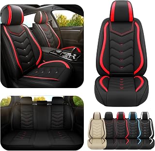 Car Seat Covers for Honda Civic 2000-2025, Premium Nappa Leather Car Seat Cover, Stylish Sport Seat Covers， Automobile Seat Cover Sets.(Standard 5 Seats/Black Red)