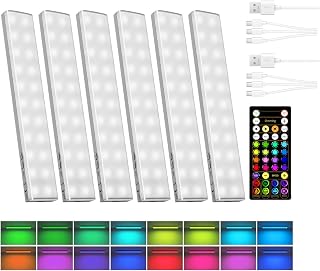 EZVALO 80RGB Color Changing Under Cabinet Lighting, Led Shelf Lights | Wireless, Rechageable, Magnetic, Remote Control, Color Changing, Diammble, DIY Mode, 1800mAh Battery, Memory Function