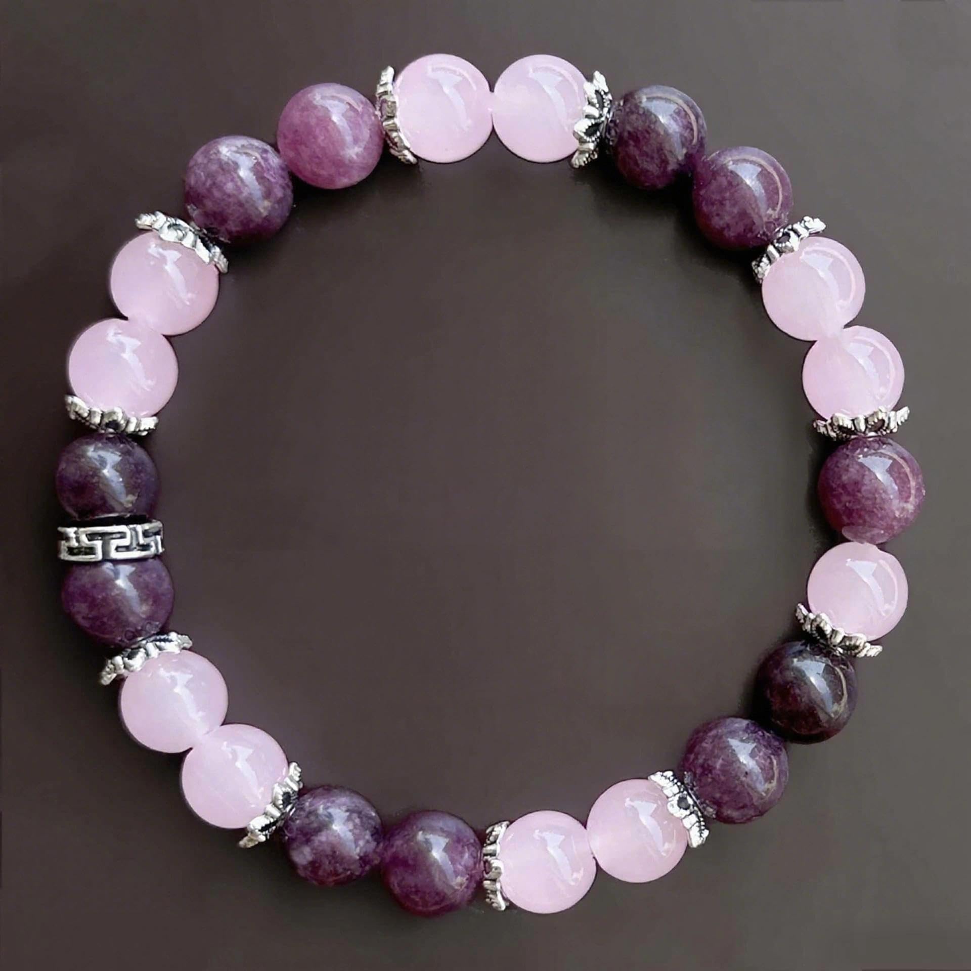Beaded Stretch Bracelets for Women Rose Quartz Bracelet for Depression Reduce Ha