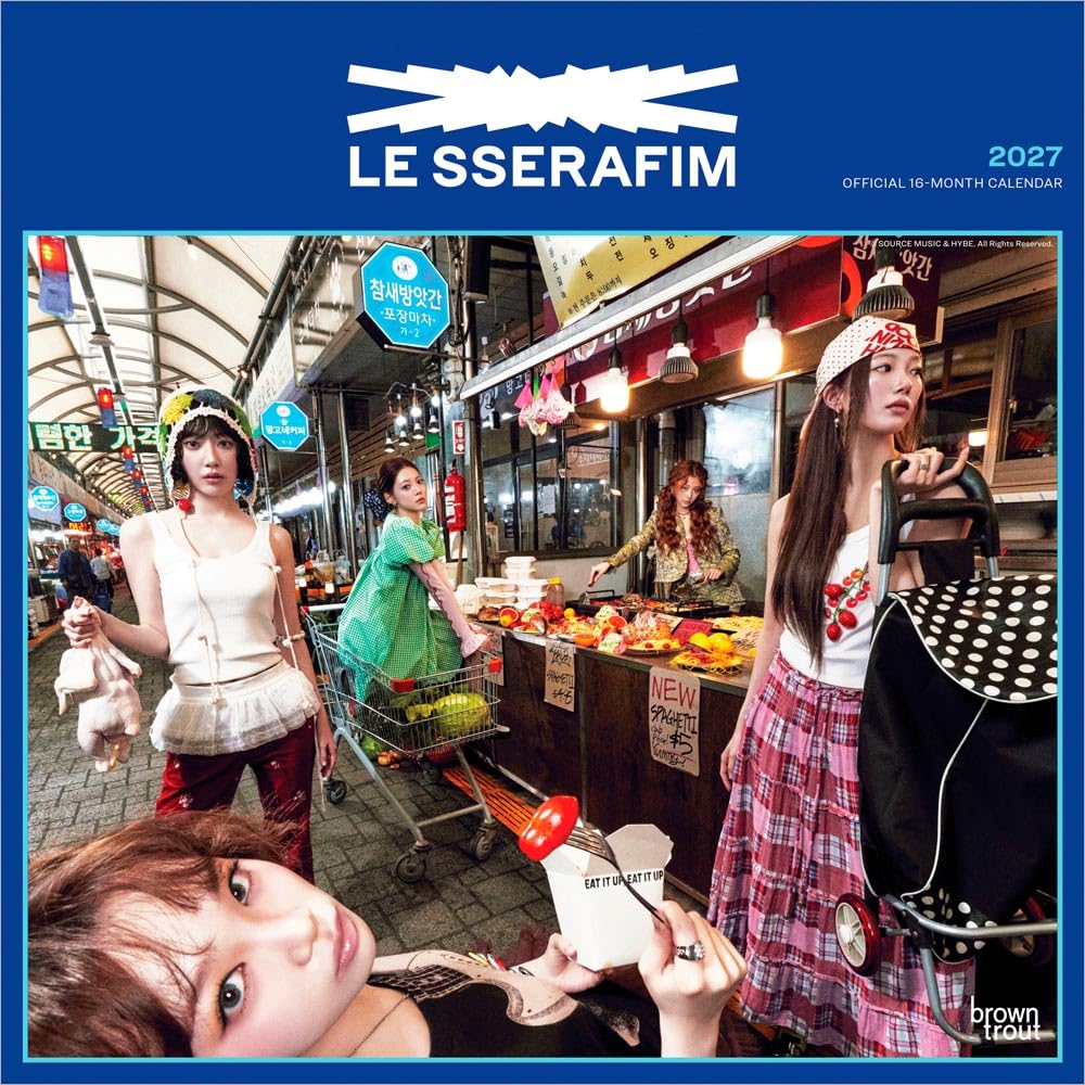 Le Sserafim OFFICIAL | 2027 12 x 24 Inch (Hanging) Monthly Square Wall Calendar 