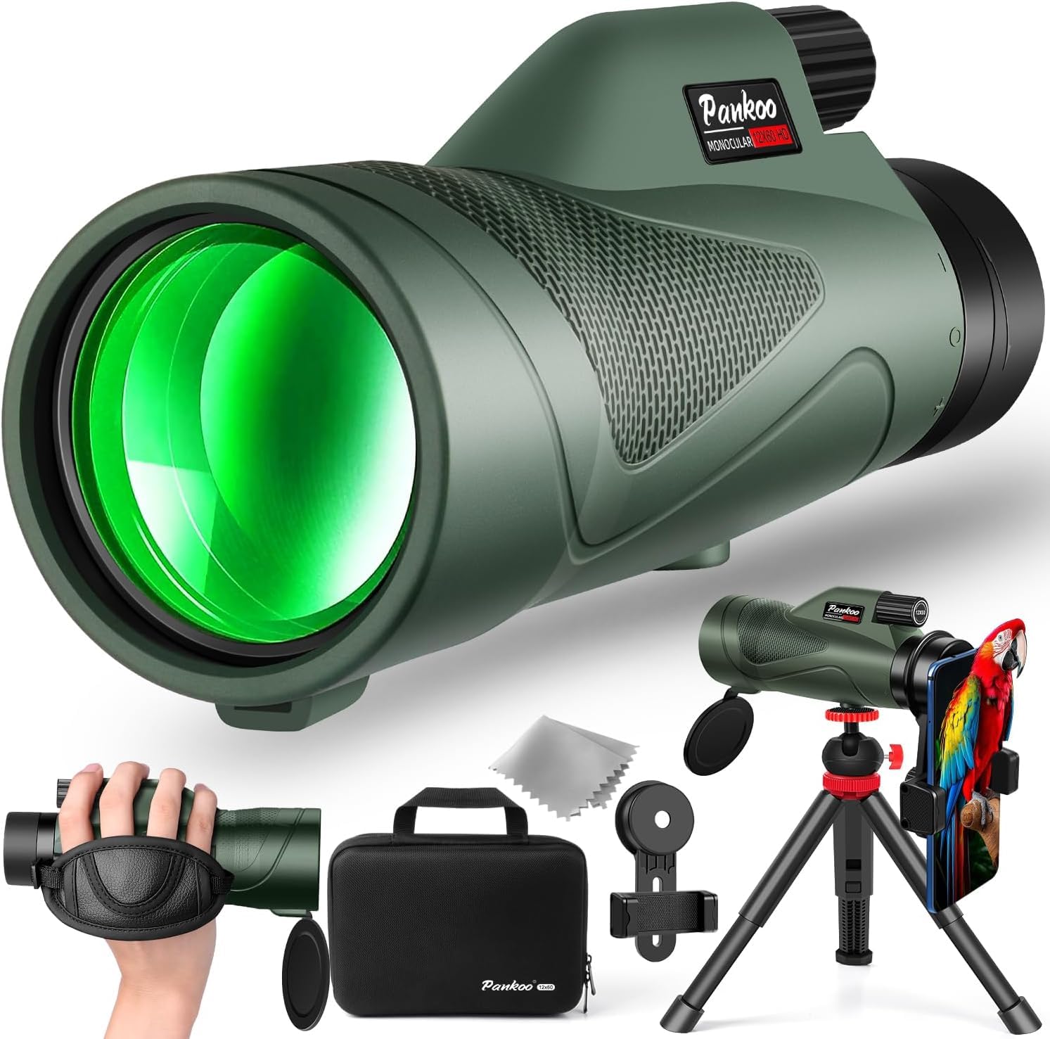 12x60 HD Monocular Telescope for Adults high Powered | Comes with Smartphone Ada