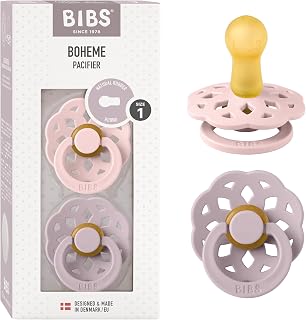 BIBS Pacifiers x Boheme Collection | BPA-Free Baby Pacifier | Made in Denmark (Blossom/Dusky Lilac | 0-6 Months)
