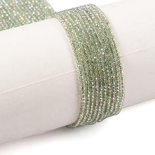 10 Strands 2-0.3cm Briolette Faceted Crystal Beads Rondelle Glass Spacer Beads for Necklace Bracelet Jewelry Making