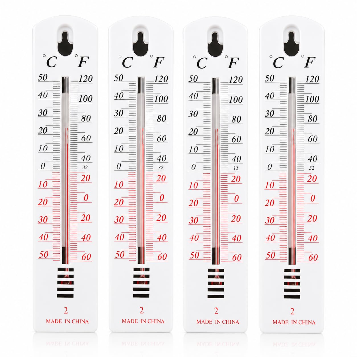 4Pcs Wall Thermometer Large Dial Thermometers for Home Garden Greenhouse Garage 