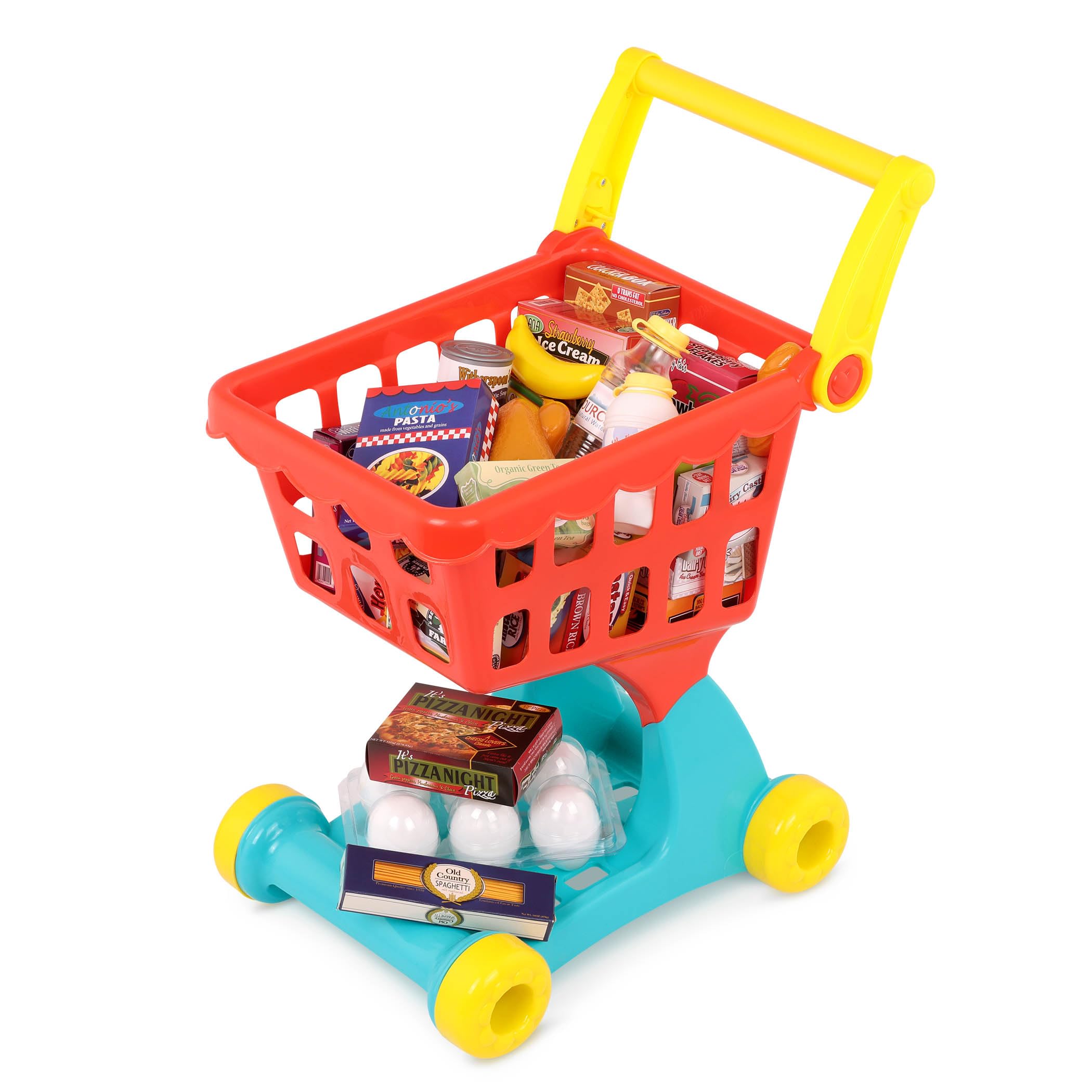 Battat Shopping Day Grocery Cart Pretend Playset with 29 Food Items | Includes 1