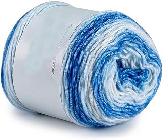 2 Skeins Cake Yarn for Crocheting Knitting 3mm Gradient Cotton Yarn Rainbow Soft Cake Yarns for DIY Scarves, Sweater, Coat, Blankets and Hat