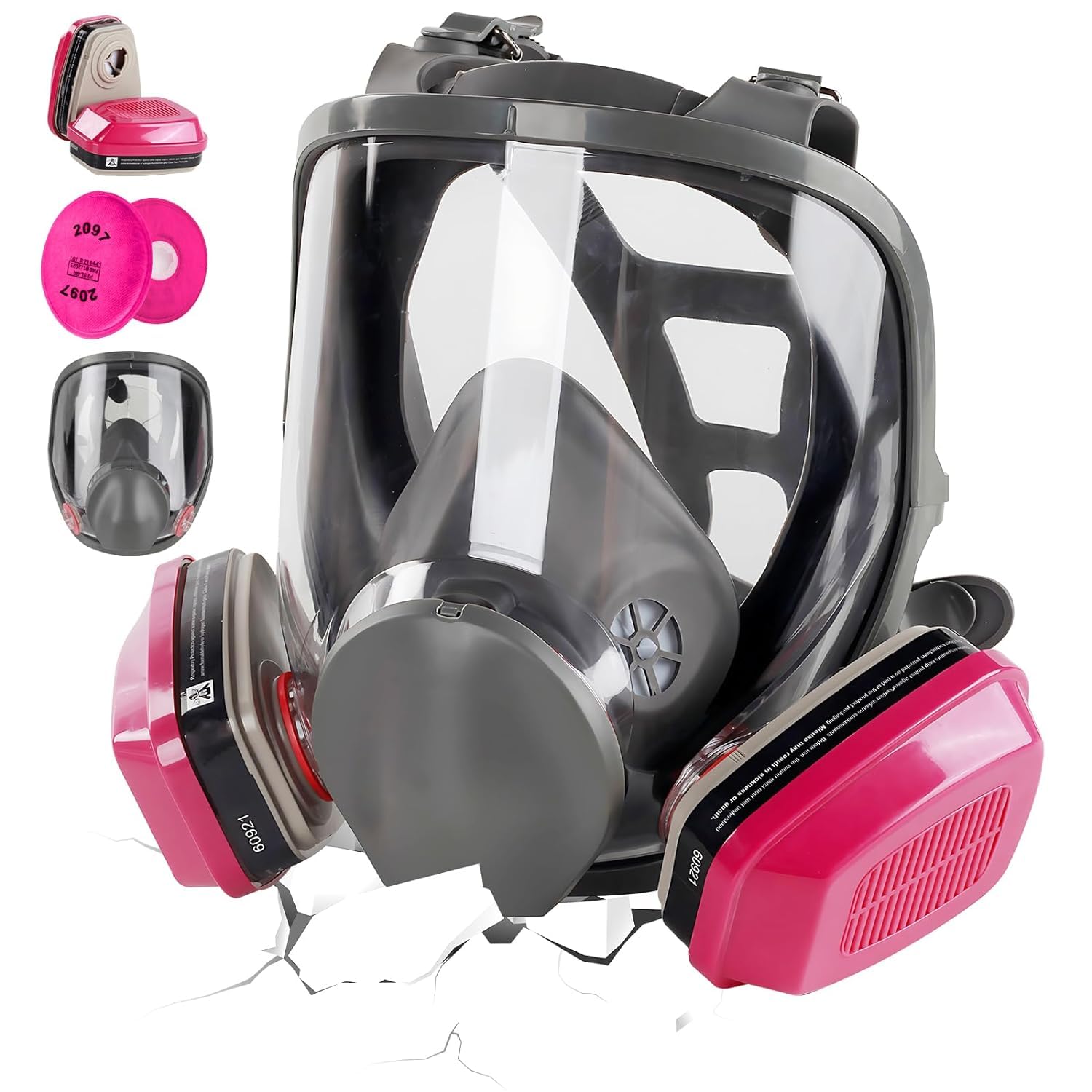 Full Face Respirator Gas Mask: 6800 Reusable Respirator Mask with Filters 60921 