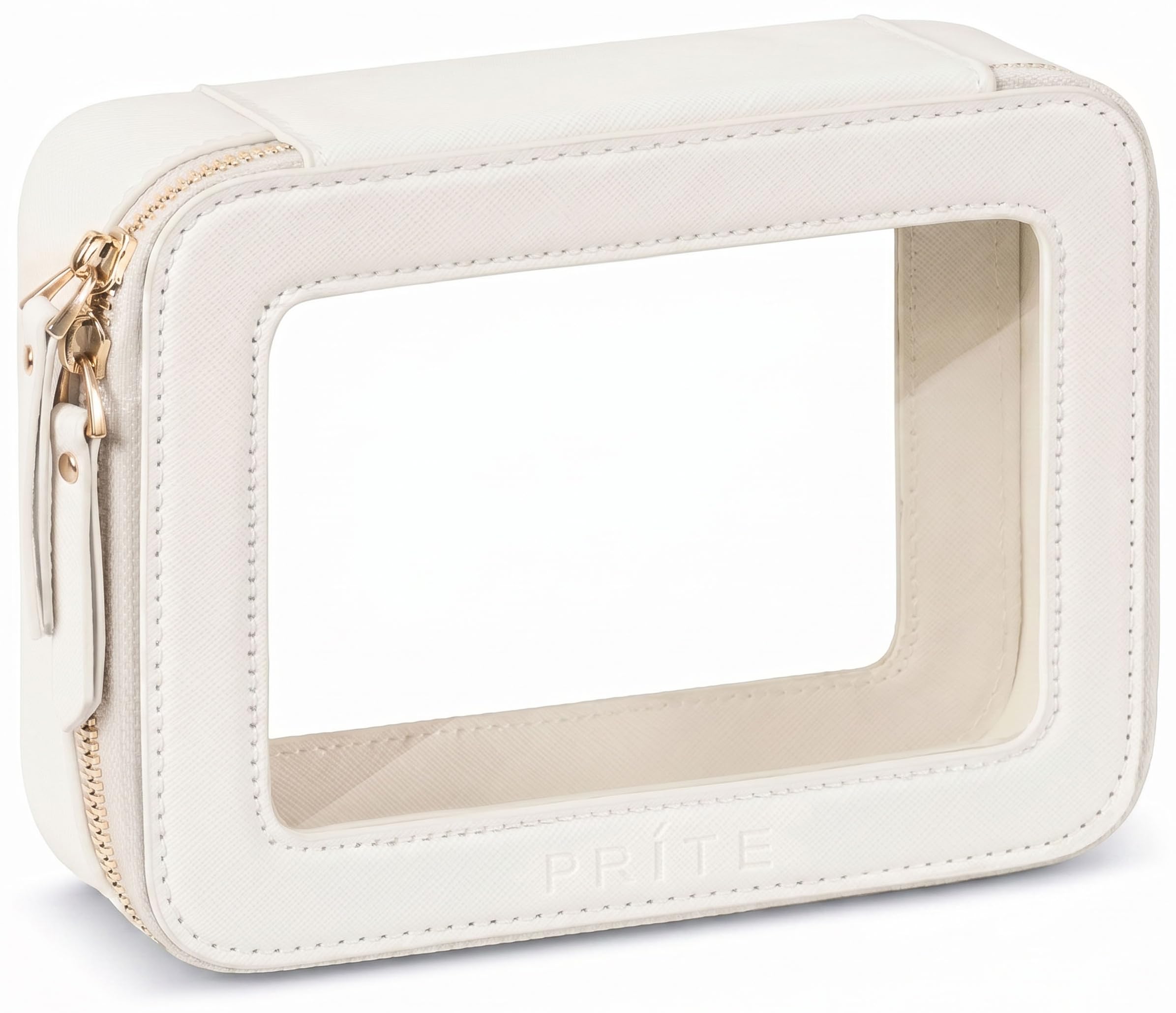Prite Clear Makeup Bag Cosmetic Case Travel Toiletry Bag, Beige, Standard | Four
