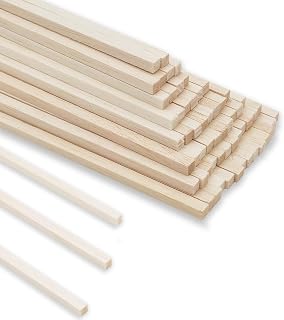 Barsha Space Balsa Wood Square Dowels | 60Pcs 1/4x1/4x12 Inch Pre-Sanded Craft Sticks for Precision Model Making & STEM Projects