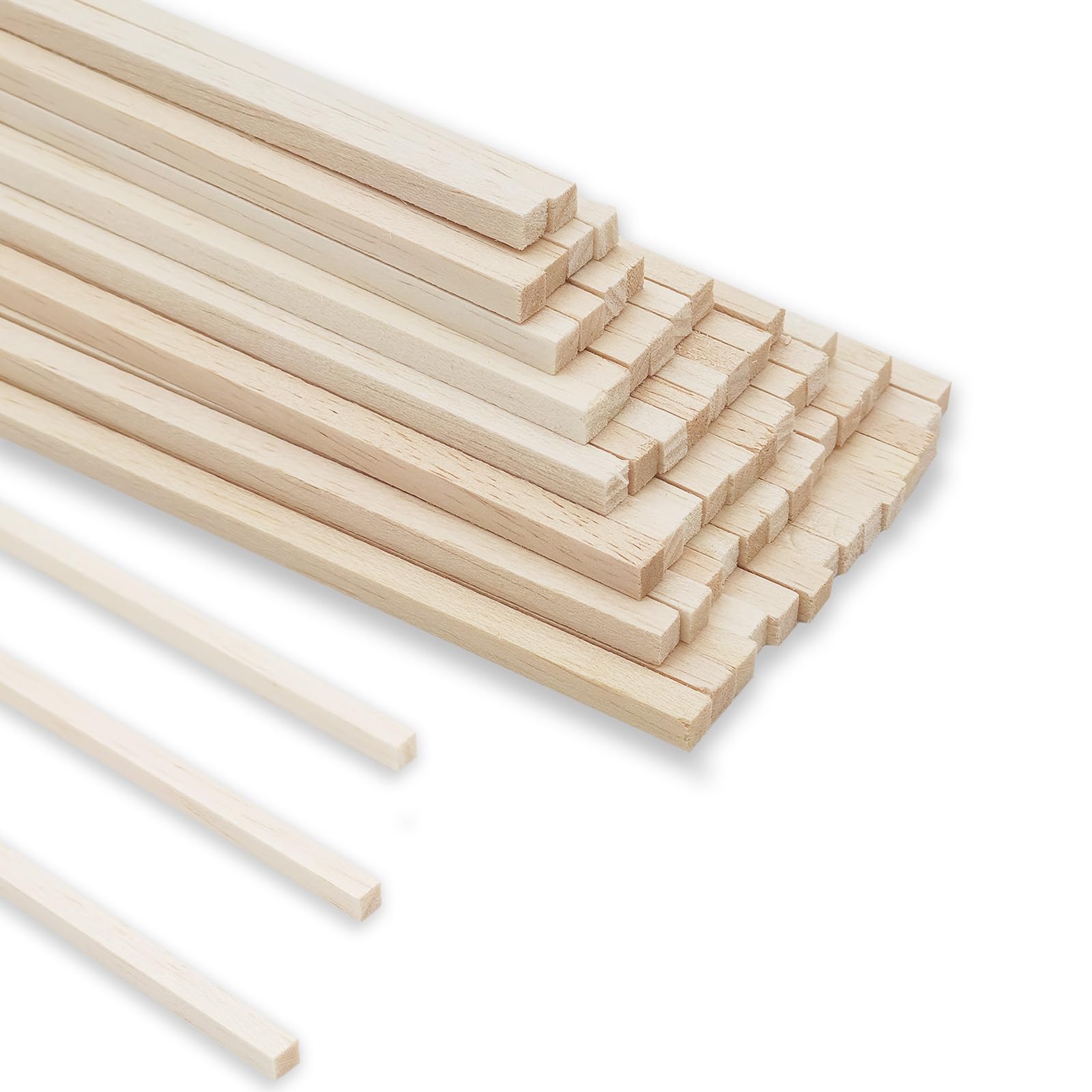 Barsha Space Balsa Wood Square Dowels | 60Pcs 1/4x1/4x12 Inch Pre-Sanded Craft S
