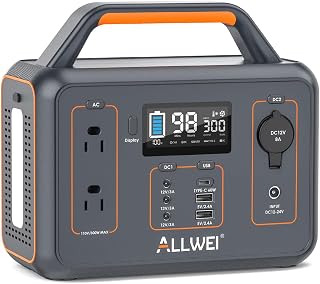 ALLWEI Portable Power Station 300W, Solar Generator 280Wh with 2 AC Outlet, Solar Power Generator Lithium Battery for Outdoor CPAP Camping Power Outage Home Backup (Renewed)