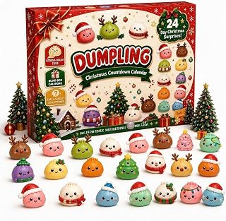 Squishy Christmas Dumpling Advent Calendar 2026, 24 Days Countdown Calendar | 24 Days Countdown Calendar, Soft & Squeezy Squishy Toys, Christmas Advent Calendar with 24 Cute Squishies for Adults