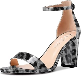 Aachcol Women's Open Toe Sandals Ankle Strap Chunky Block Mid Heel Heel Party Shoes 8.5 cm