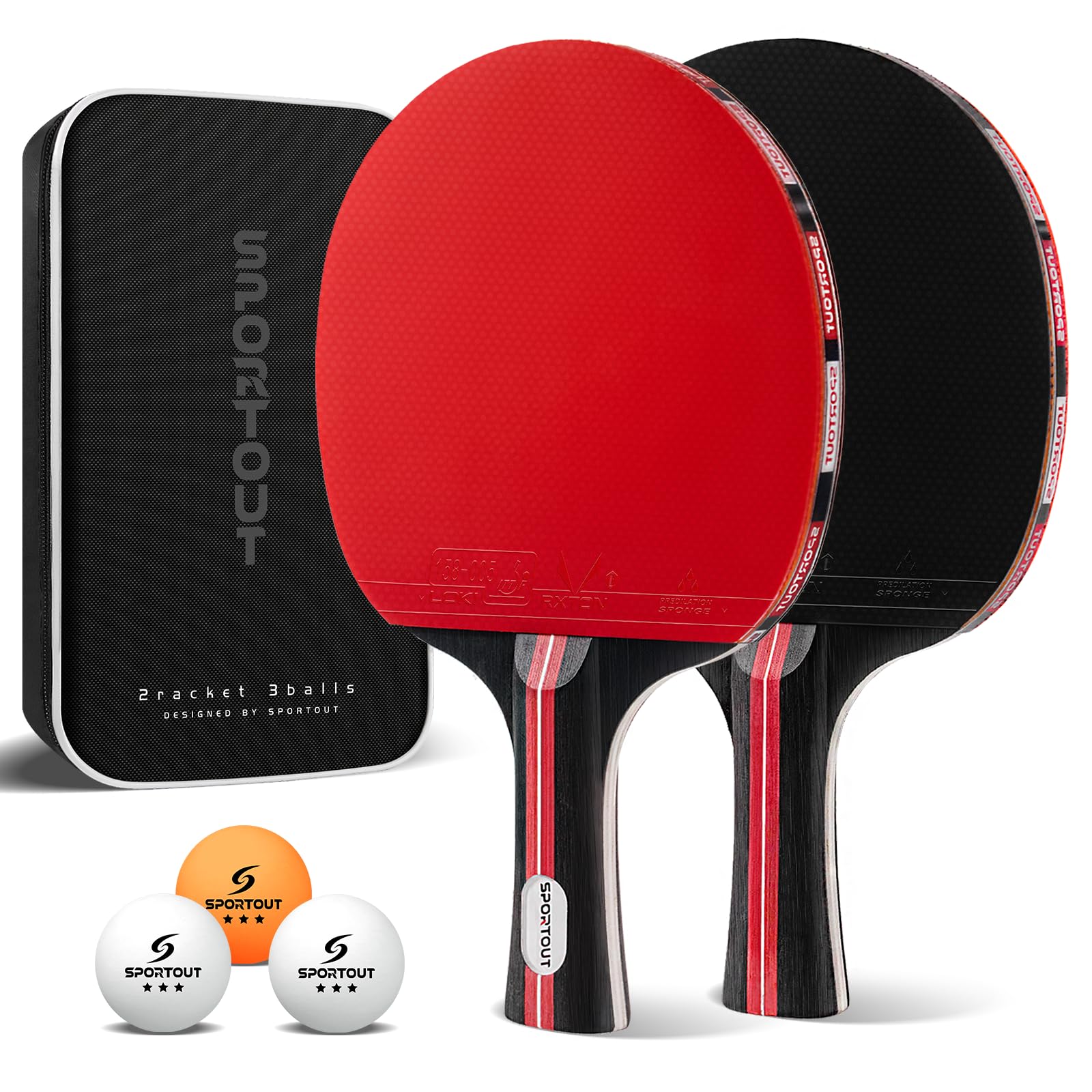 Table Tennis Bats - High-Performance Table Tennis Set with 2 Rackets, 3 Premium 