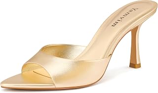 Heel Mules for Women Pointed Open Toe High Heel Sandals