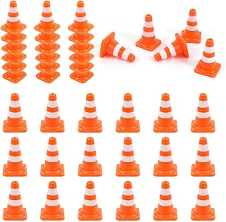 36 Pack 1 Inch Orange Mini Traffic Cones, Durable Small Roadblock Markers | For Construction Party Favors, Monster Jam & Race Car Birthday Decorations, Training Scenarios and Sports Events