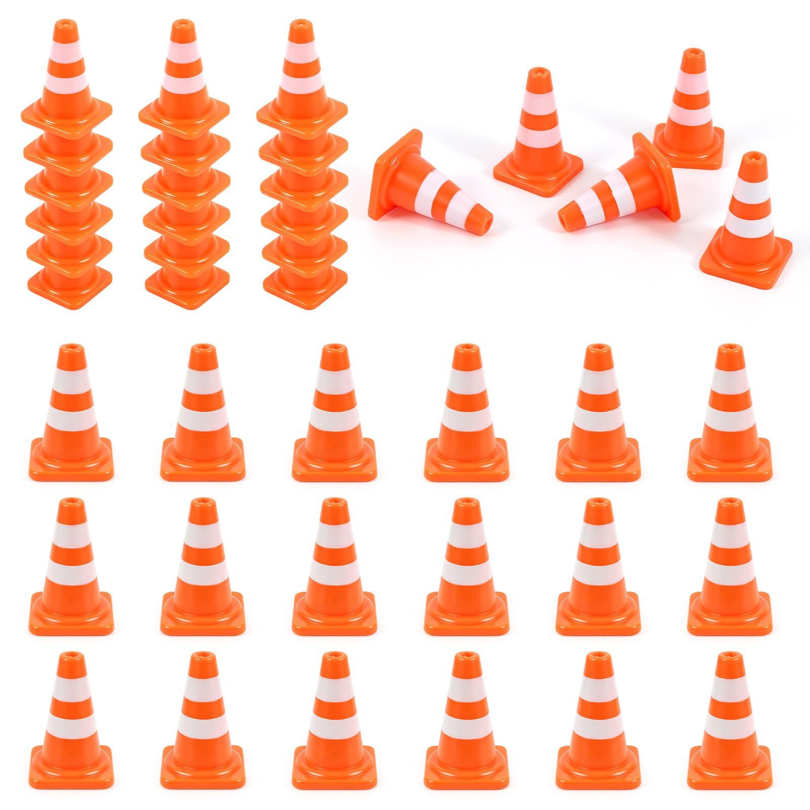 36 Pack 1 Inch Orange Mini Traffic Cones, Durable Small Roadblock Markers | For 