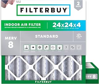 Filterbuy 24x24x4 Air Filter MERV 8 Dust & Allergy Defense (2-Pack)