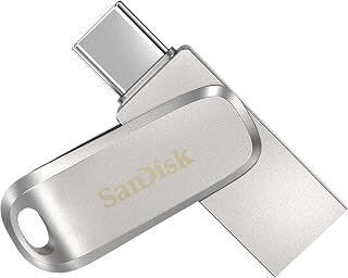 SanDisk Ultra Dual Drive Luxe 128GB USB C Flash Drive, Up to 400MB/s, with Reversible USB Type-C and USB Type-A Connectors, for Smartphone, Tablets, Mac and PC, USB 3.2, Fully Metallic, Silver