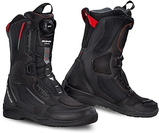 SHIMA STRATO LADY Motorcycle Boots for Women Vented, Reinforced Lightweight Long Biker Riding Boots with ATOP Fast-Closure System, Ankle Protection, Non-slip Sole, Reflective Panels (Black, 6)
