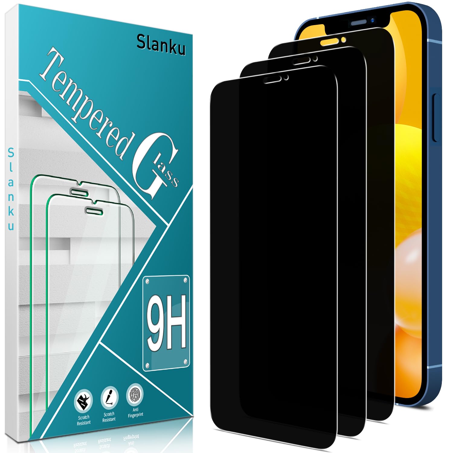 Slanku Privacy Screen Protector for iPhone 12, 12 Pro Tempered Glass Film