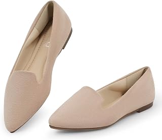 MUSSHOE Flats for Women Pointed Toe-Comfortable Business Casual Work Shoes, Dressy Suede Slip On with Memory Foam for Office, Teacher & Standing All Day