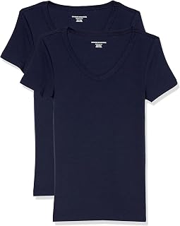 Amazon Essentials Women's Slim-Fit Short-Sleeve V-Neck T-Shirt, 2-Pack