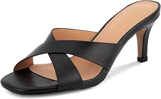 Greatonu Sandalias de tacón de gatito cuadradas con puntera abierta para mujer, sandalias de tacón de gatito con correa cruzada de 2.5 pulgadas