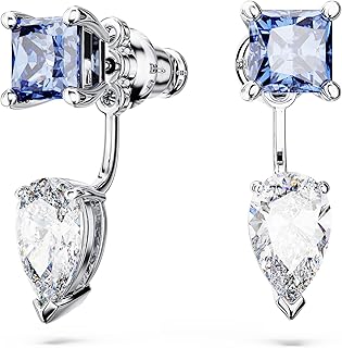 Swarovski Mesmera earring jackets, Mixed cuts, Detachable, Blue, Rhodium Finished