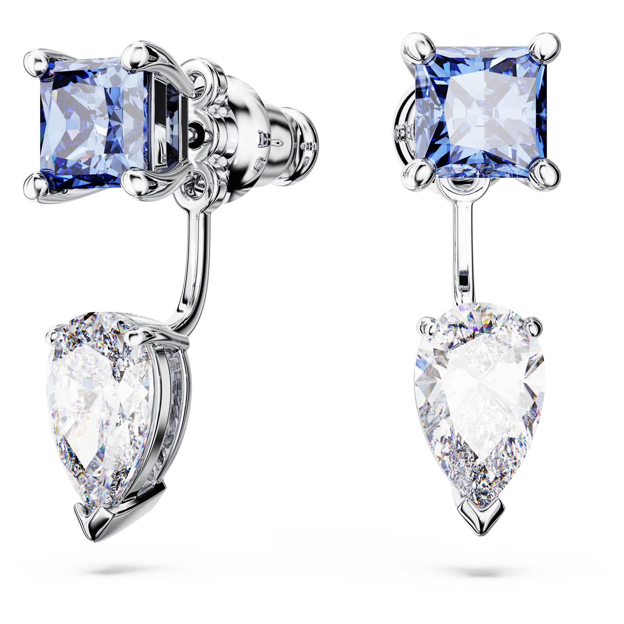 Swarovski Mesmera earring jackets, Mixed cuts, Detachable, Blue, Rhodium Finishe