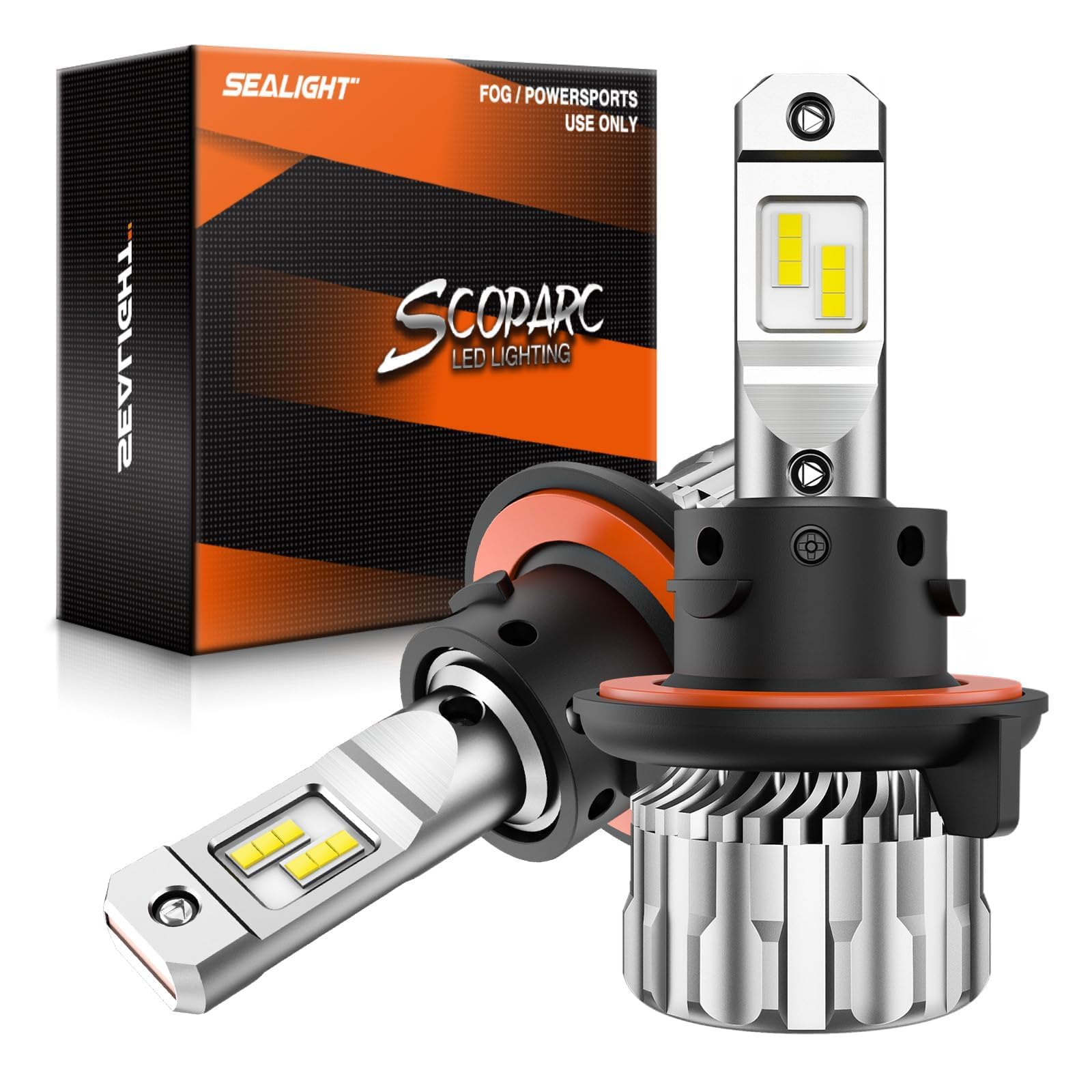 SEALIGHT H13 Bulbs, 70000LM 800% Brighter 6500K Cool White H13 Bulbs with Fan, 7