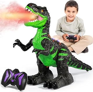 Remote Control Dinosaur Toy for Boys Kids 3-5 5-7 Years, RC Dino Robot Toy | Remote Control T-Rex Dinosaur Robot with Water Mist, Flashing Lights & Realistic Roaring Sound, Lifelike Prehistoric Play Fun