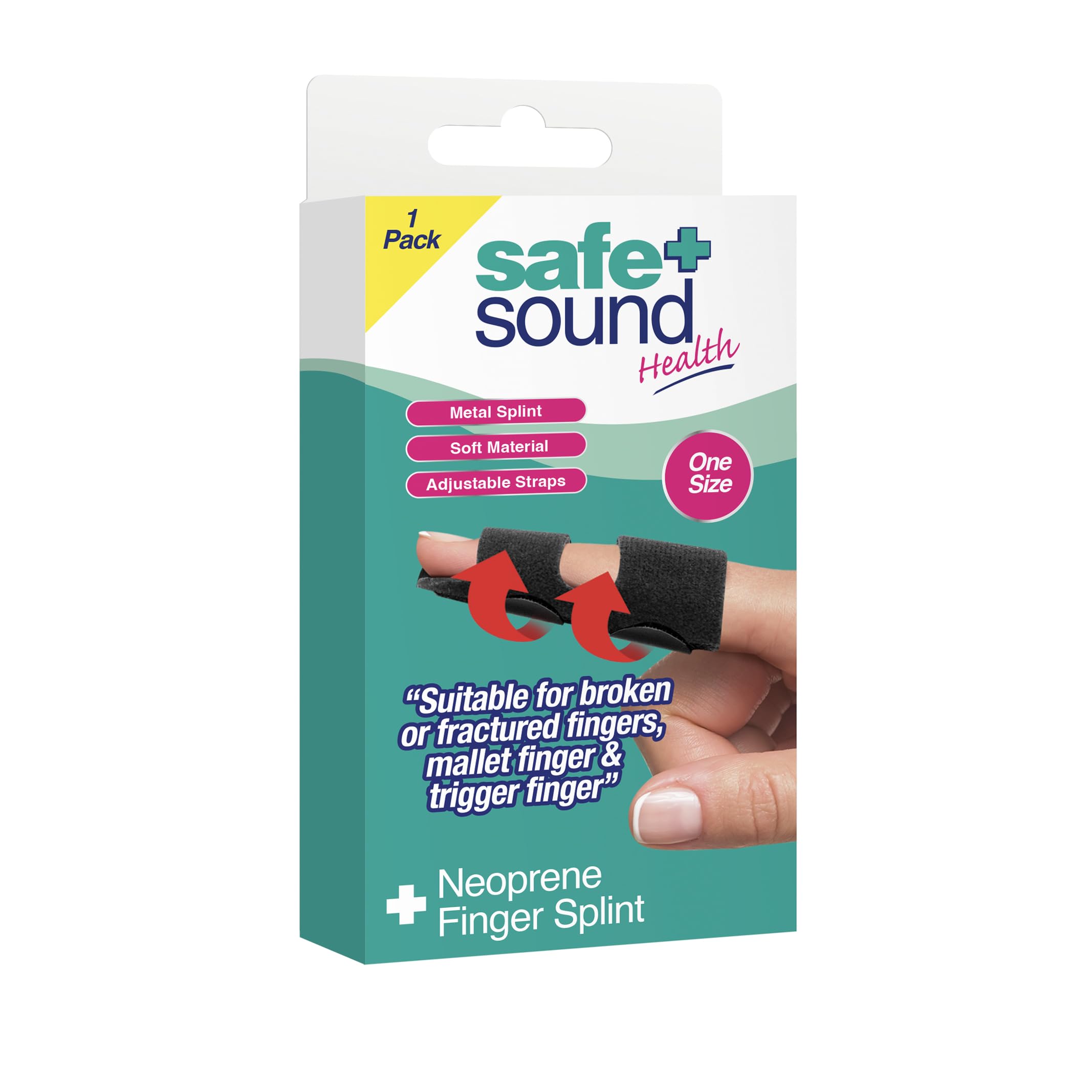 Safe & Sound Health Neoprene Finger Splint – Adjustable Metal Support for Broken