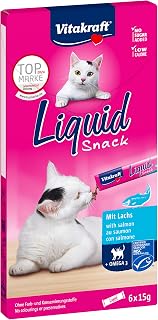 Vitakraft Liquid Snack Cat Snack MSC Salmon Dog Treat with Omega-3 Fatty Acids for Healthy Skin, Low Calorie (1 x 6 x 3 oz)